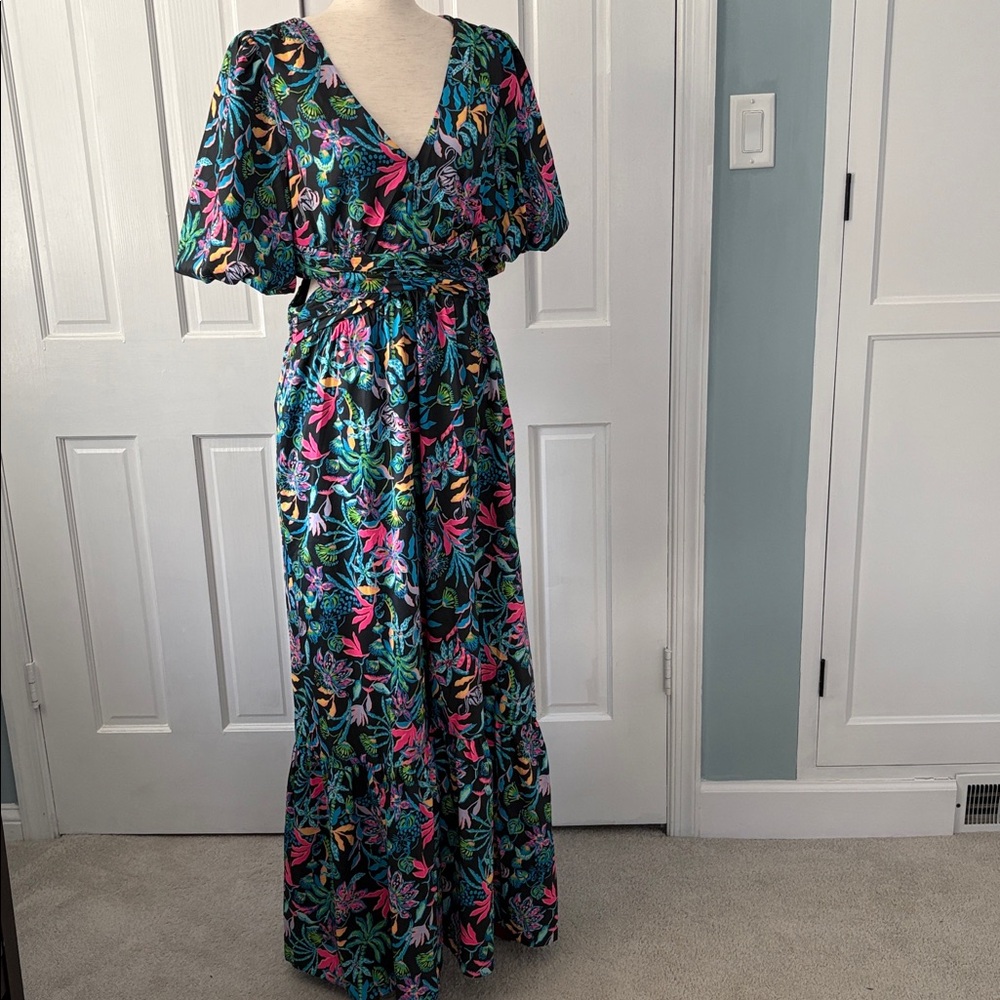 Lilly Pulitzer Teyla Elbow Sleeve Maxi in Onyx Paradise Glow